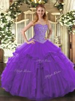 Sleeveless Floor Length Beading and Ruffles Lace Up Quinceanera Dresses with Purple(SKU SJQDDT1062002-2BIZ)