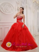 Appliques Modest Red Gorgeous Quinceanera Dress For Randfontein South Africa Strapless Taffeta and Organza Ball Gown(SKU QDZY526y-7BIZ)