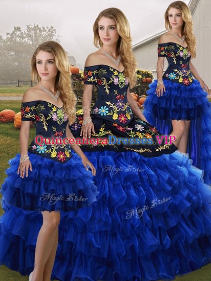 Sleeveless Embroidery and Ruffled Layers Lace Up Sweet 16 Dresses - Click Image to Close