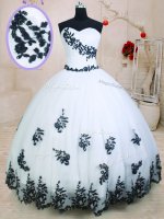Vintage White Organza Lace Up Quinceanera Dresses Sleeveless Floor Length Appliques(SKU PSSW0205BIZ)