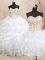 Glamorous Three Piece Sleeveless Floor Length Beading and Ruffles Lace Up Quinceanera Gowns with White