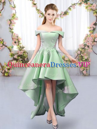 Luxurious High Low A-line Sleeveless Green Quinceanera Dama Dress Lace Up