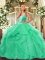 Best Tulle Straps Sleeveless Lace Up Beading and Ruffles Sweet 16 Dress in Turquoise