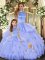 Modern Tulle Halter Top Sleeveless Backless Appliques Sweet 16 Quinceanera Dress in Lavender