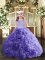 Discount Floor Length Lavender Pageant Dress Womens Fabric With Rolling Flowers Sleeveless Beading