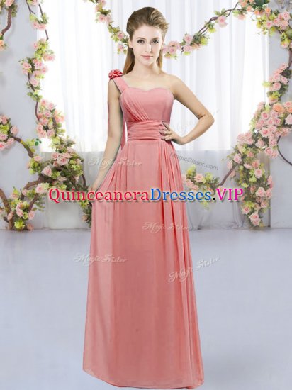 Chic Watermelon Red Lace Up Dama Dress for Quinceanera Hand Made Flower Sleeveless Floor Length - Click Image to Close