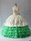 New Style Apple Green Lace Up Sweetheart Embroidery and Ruffled Layers Quinceanera Dress Organza Sleeveless