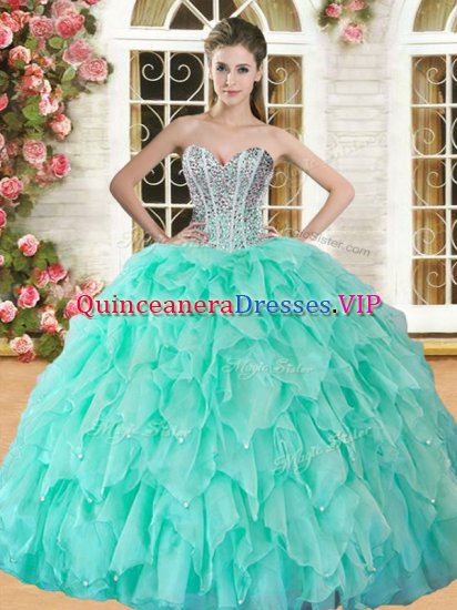 Custom Fit Floor Length Ball Gowns Sleeveless Apple Green Quinceanera Dresses Lace Up - Click Image to Close