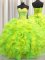 Multi-color Organza Lace Up Ball Gown Prom Dress Sleeveless Floor Length Beading and Ruffles