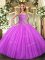 Trendy Sweetheart Sleeveless Quinceanera Dress Floor Length Beading Lilac Tulle