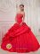 Quorn Leicestershire Taffeta For Beautiful Red Quinceanera Dress and Sweetheart Beaded Decorat bodice With Appliques Ball Gown