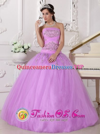 Pretty Lavender Beaded embellishment Tulle Quinceanera Dress In Camiri Blivia - Click Image to Close