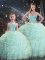 Low Price Sleeveless Organza Floor Length Lace Up Quinceanera Gown in Light Blue with Beading and Ruffles