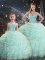 Low Price Sleeveless Organza Floor Length Lace Up Quinceanera Gown in Light Blue with Beading and Ruffles