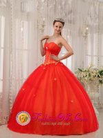 SpringfieldVirginia/VA Sweetheart Red Sweet Quinceanera Dress With Appliques Decorate and Ruch For Formal Evening(SKU QDZY521-FBIZ)