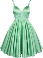 Glamorous Sleeveless Elastic Woven Satin Lace Up Quinceanera Court Dresses for Prom and Party and Wedding Party