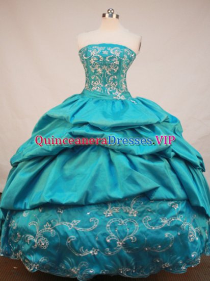 Best Seller Ball Gown Strapless Floor-Length Blue Pink Appliques and Beading Quinceanera Dresses Style FA-S-144 - Click Image to Close