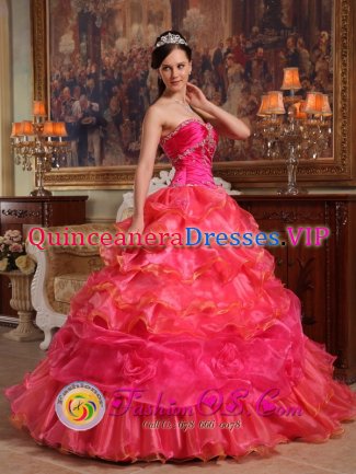 Mountain View CA Elegant Hot Pink Quinceanera Dress For Sweetheart Beaded Decorate Bodice Taffeta and Organza Ball Gown