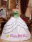 Warsaw Missouri/MO Spring Green and White For Stylish Quinceanera Dress Strapless Organza Embroidery