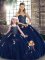 Sweetheart Sleeveless Lace Up Quinceanera Dresses Navy Blue Tulle