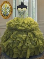 High Quality Organza Sleeveless Floor Length 15th Birthday Dress and Beading and Ruffles(SKU PSSW0140-5BIZ)