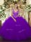 Purple Zipper V-neck Beading and Ruffles Sweet 16 Dress Tulle Sleeveless