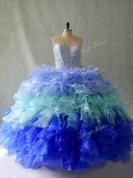 Multi-color Sweetheart Neckline Beading and Ruffles Ball Gown Prom Dress Sleeveless Lace Up(SKU PSSW1053-1BIZ)