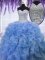 Blue Lace Up Sweetheart Beading and Ruffles Quinceanera Dresses Organza Sleeveless
