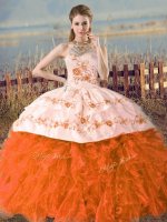 Fashionable Orange and Rust Red Sleeveless Organza Court Train Lace Up Sweet 16 Dress for Sweet 16 and Quinceanera(SKU PSSW1157MT-13BIZ)