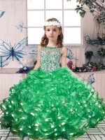 Perfect Ball Gowns Little Girl Pageant Dress Green Scoop Organza Sleeveless Floor Length Lace Up