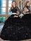 Scoop Long Sleeves Backless Floor Length Embroidery Quinceanera Dress