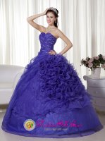 Gorgeous Beaded and Ruched Bodice For Quinceanera Dress With Purple Ball Gown In Wickenburg AZ　