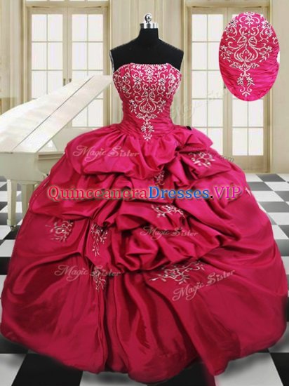 Inexpensive Hot Pink Strapless Neckline Beading and Embroidery and Pick Ups Quinceanera Gown Sleeveless Lace Up - Click Image to Close