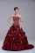 Beautiful Wine Red Ball Gowns Embroidery and Pick Ups Quinceanera Gown Lace Up Taffeta Sleeveless
