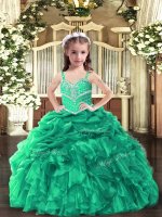 Gorgeous Organza Sleeveless Floor Length Little Girls Pageant Dress Wholesale and Beading and Ruffles(SKU PAG1058-2BIZ)