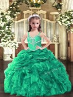 Gorgeous Organza Sleeveless Floor Length Little Girls Pageant Dress Wholesale and Beading and Ruffles