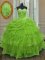 Yellow Green Sweetheart Neckline Beading and Ruffled Layers and Pick Ups Quinceanera Gown Sleeveless Lace Up