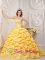 Fort Wayne Indiana/IN Appliques and Beading Brand New Yellow Quinceanera Dress Strapless Court Train Taffeta Ball Gown