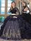 Ideal Taffeta Scoop Long Sleeves Brush Train Backless Embroidery and Pick Ups Quinceanera Gowns in Purple