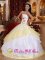 Strabane Tyrone Romantic White and Light Yellow Quinceanera Dress With Embroidery Decorate