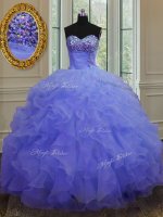 Simple Ball Gowns Sweet 16 Dresses Purple Sweetheart Organza Sleeveless Floor Length Lace Up(SKU PSSW072-4BIZ)
