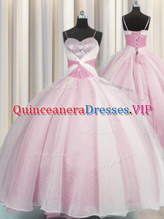Artistic Spaghetti Straps Sleeveless Beading and Ruching Lace Up Vestidos de Quinceanera
