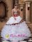 Holyhead Gwynedd Elegent White Ball Gown Sweetheart Floor-length Organza and Leopard Ruffles Quinceanera Dress