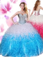 Unique Organza Sleeveless Floor Length Sweet 16 Dresses and Beading and Ruffles