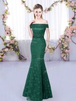 Floor Length Lace Up Quinceanera Dama Dress Dark Green for Prom and Party and Wedding Party with Lace(SKU BMT0499-2BIZ)