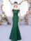 Floor Length Lace Up Quinceanera Dama Dress Dark Green for Prom and Party and Wedding Party with Lace
