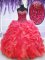 Sweetheart Sleeveless Lace Up 15 Quinceanera Dress Coral Red Organza