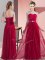Floor Length Empire Sleeveless Wine Red Quinceanera Court Dresses Lace Up