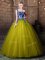 One Shoulder Olive Green Ball Gowns Pattern Quinceanera Gown Lace Up Tulle Sleeveless Floor Length