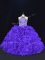 Halter Top Sleeveless Sweet 16 Quinceanera Dress Floor Length Beading and Ruffles Purple Organza